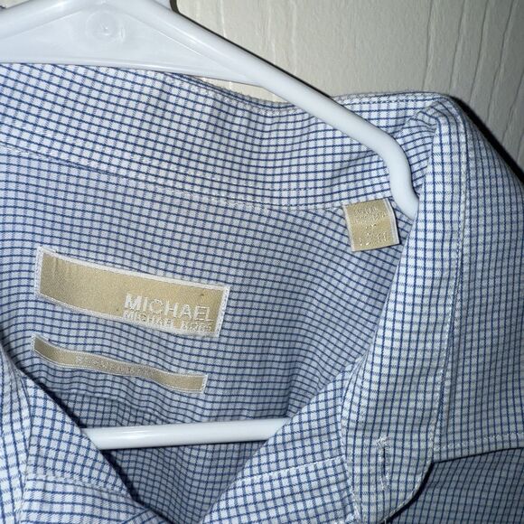 Michael Kors Men’s Dress Shirt Button Down Cotton Collar Checker Career Sz 17 XL - Picture 5 of 6